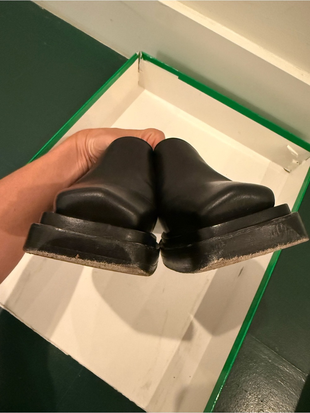 RARE Bottega Veneta Black Leather Square Toe Mules Mens/Womens Size 40 - Picture 9 of 14